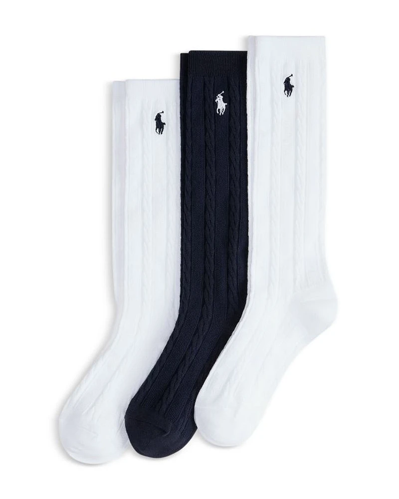 Girls' Knee High Cable Sock Set - Little Kid, Big Kid