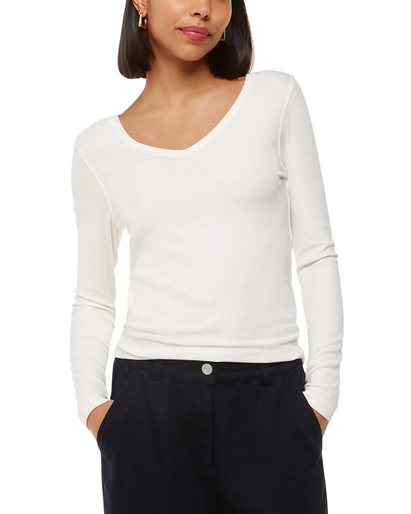 Essentials Ribbed V Neck Top