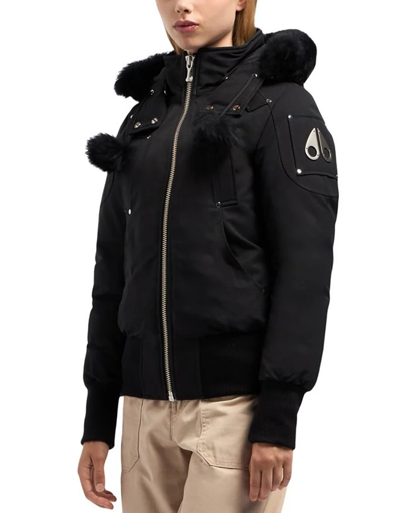 Debbie Shearling Trim Down Bomber Jacket