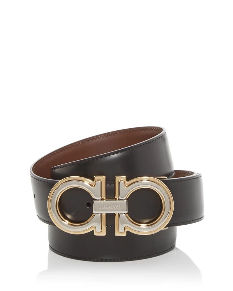 Men's Double Gancini Leather Belt