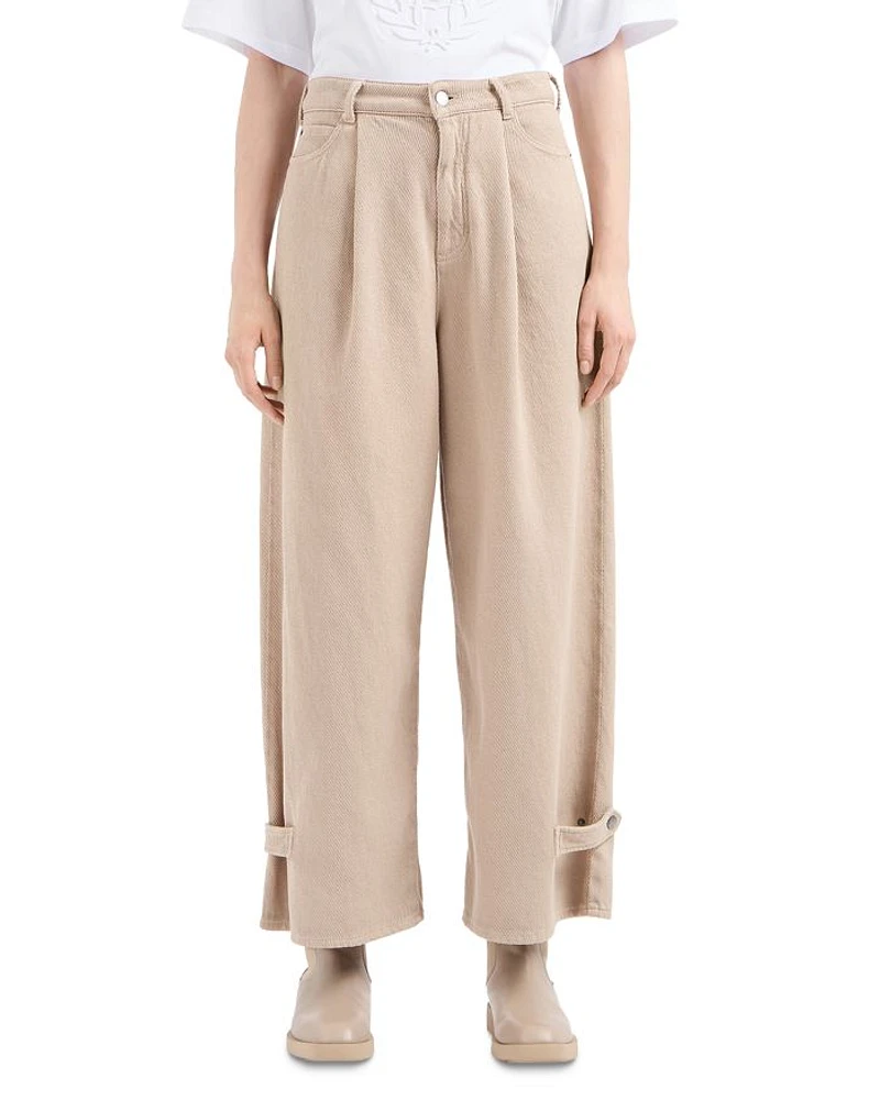 High Rise Wide Leg Jeans Sand