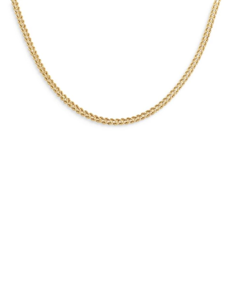 14K Yellow Gold Cuore Rope Link Collar Necklace, 18"