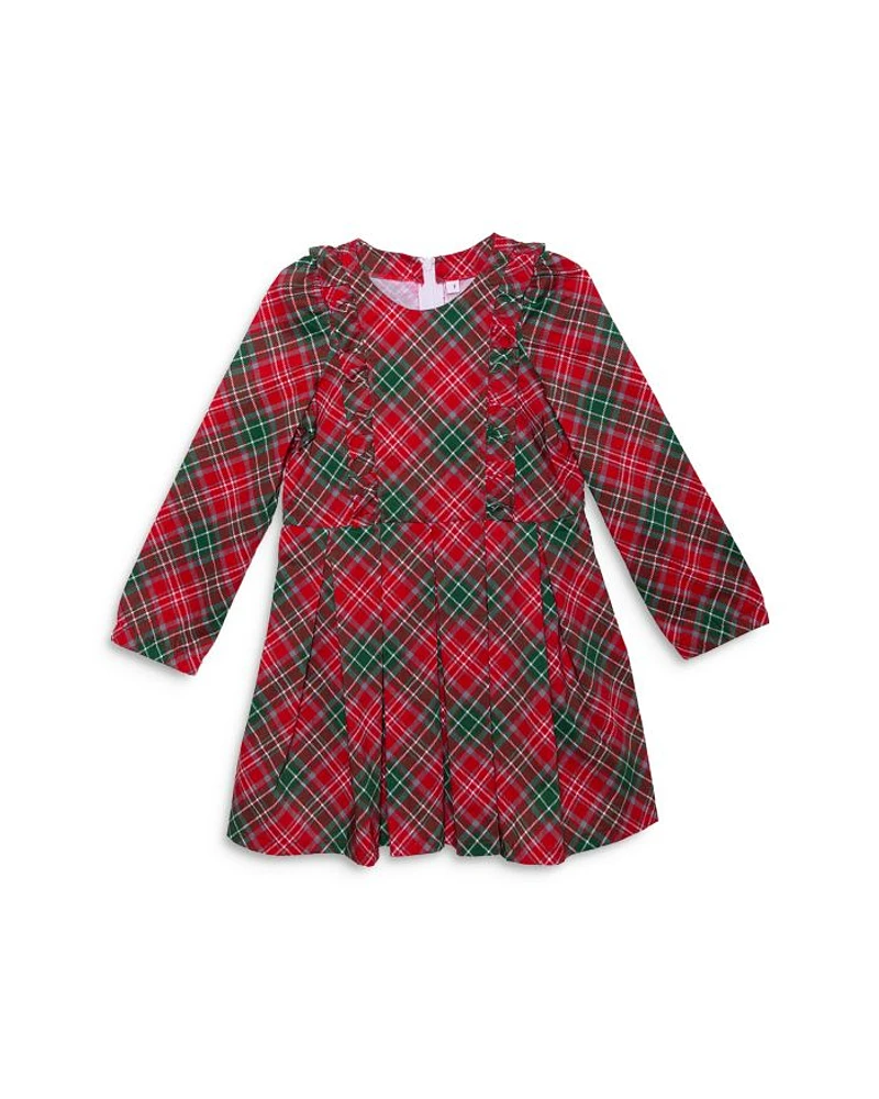Girls' Long Sleeve Ruffle Dress Holiday Plaid - Little Kid