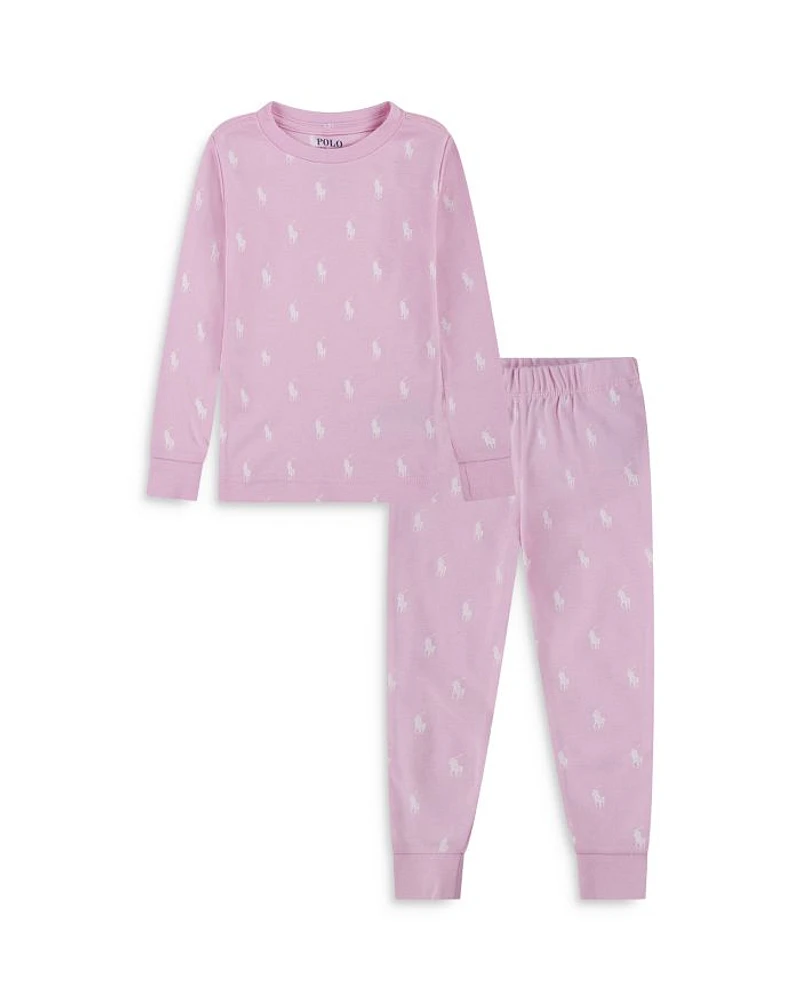 Girls' Polo Ralph Lauren Cotton Ribbed Pony Long Sleeve Tee & Pants Set - Little Kid