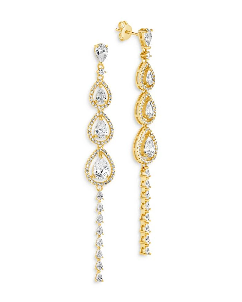 Angela Cubic Zirconia Linear Drop Earrings in 14K Gold Plated