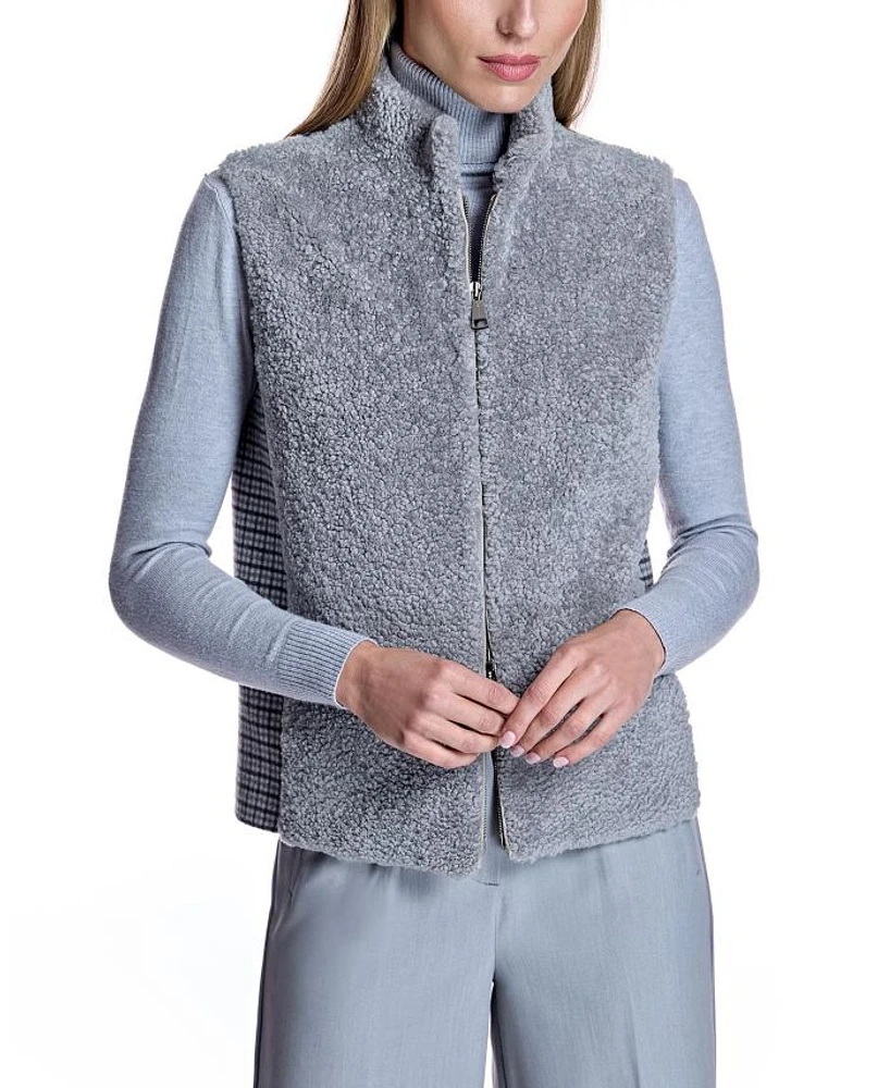 Mixed-Media Shearling Vest
