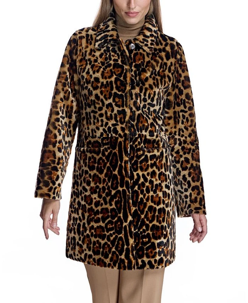 Animal Print Shearling Coat