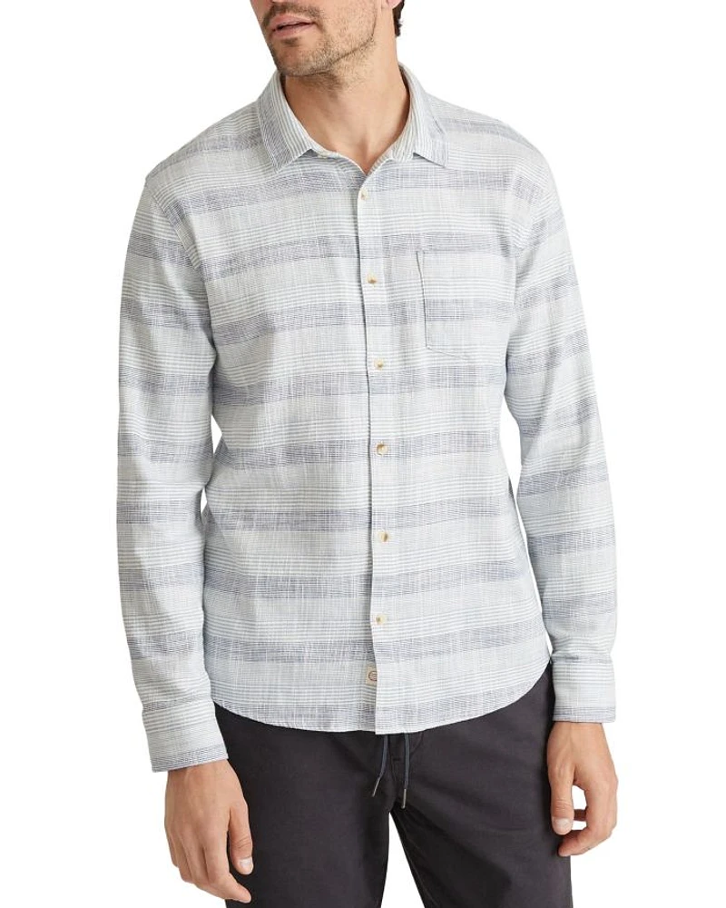 Cotton Stretch Stripe Regular Fit Button Down Selvage Shirt