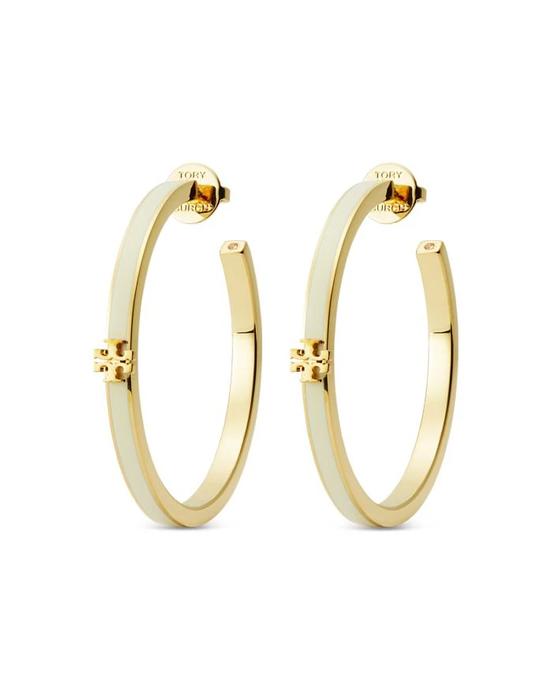 Kira Logo Color Inlay Hoop Earrings in 18K Gold Plated