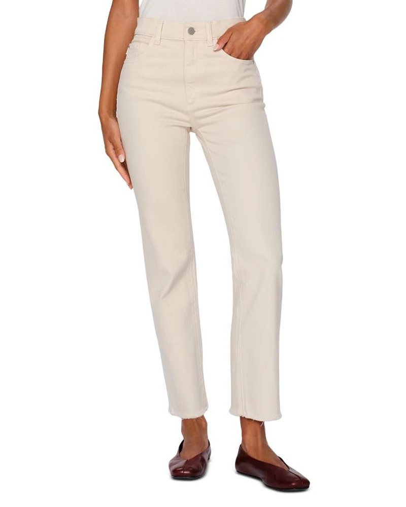 Patti High Rise Straight Jeans Ecru