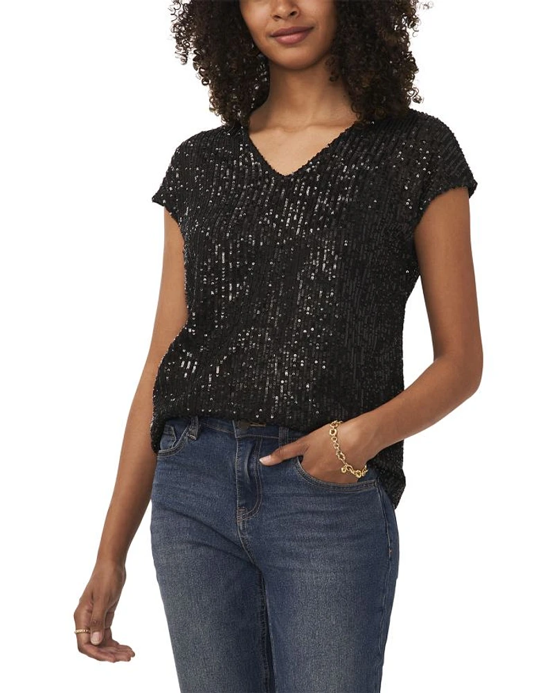 Short Sleeve Sequin Top