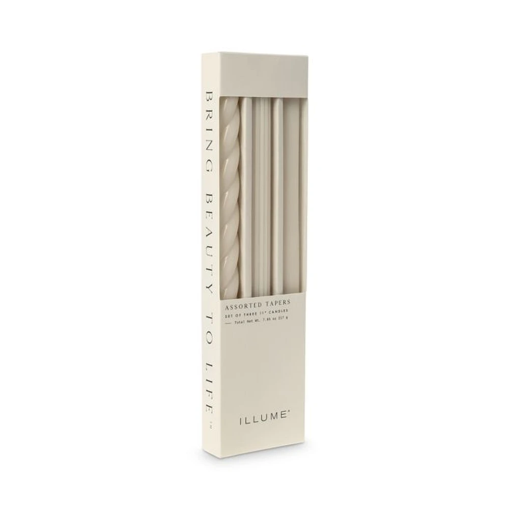 Assorted Cream Candle Tapers, Set of 3