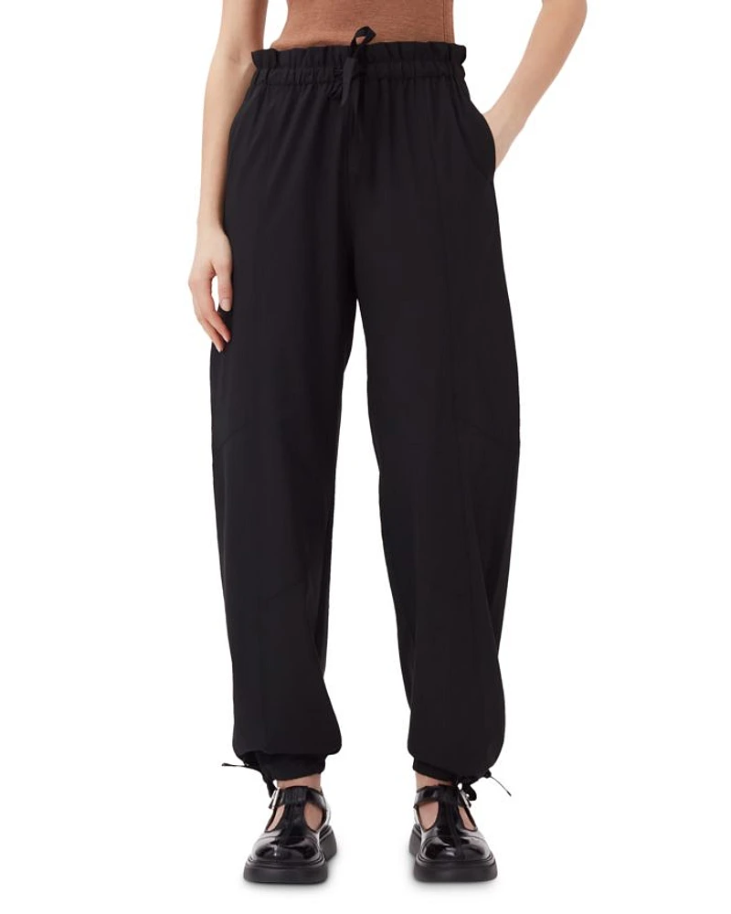 Black Drapey Melange Elasticated Waist Trousers