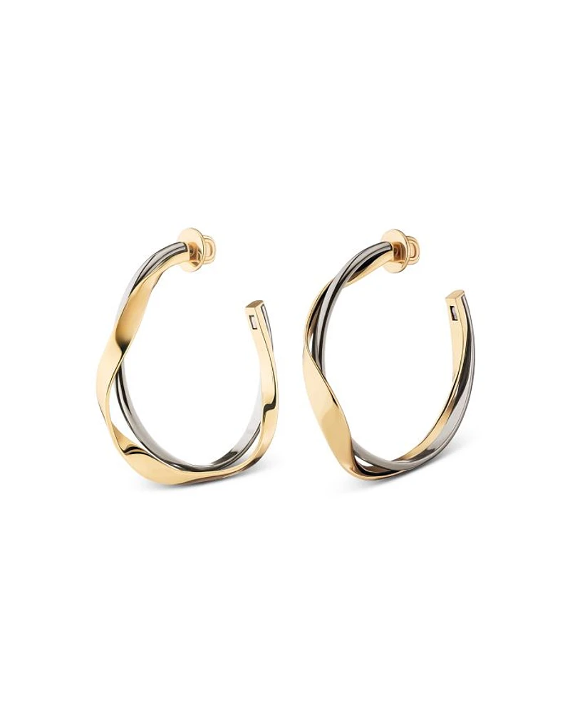 Essie Double Row Hoop Earrings in Rhodium Plated & 12K Gold Plated