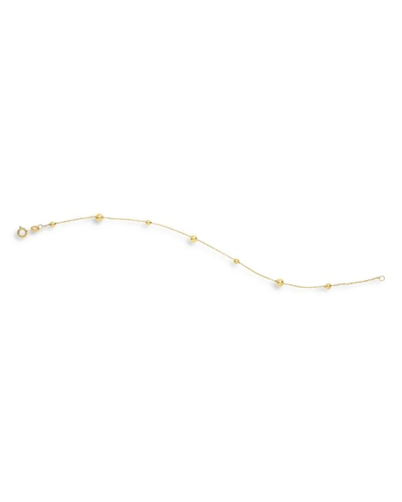 14K Yellow Gold Beaded Station Bracelet