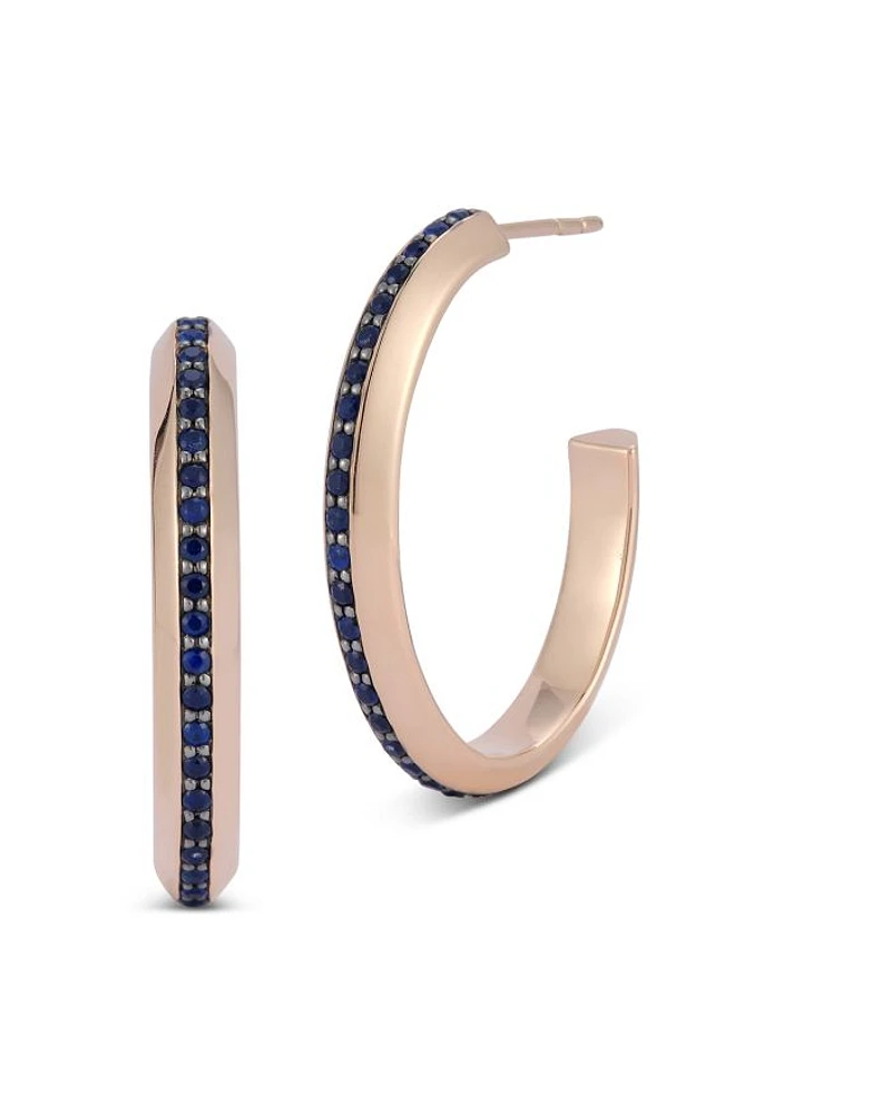 Grant 18K Rose Gold Blue Sapphire Hoop Earrings