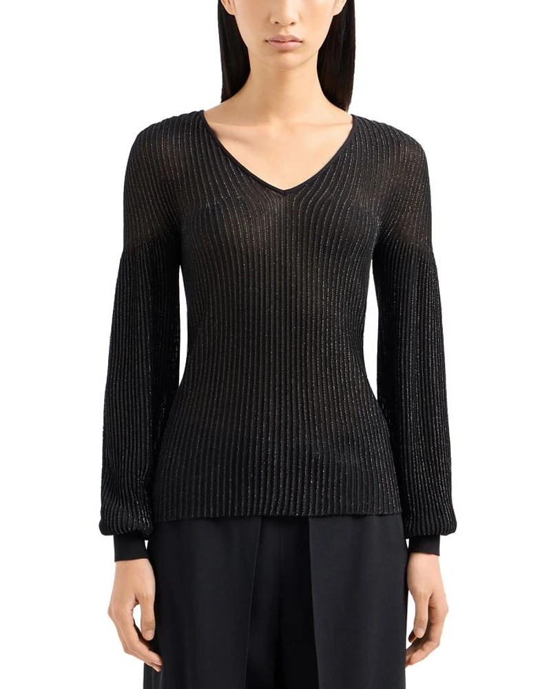 Metallic V Neck Sweater