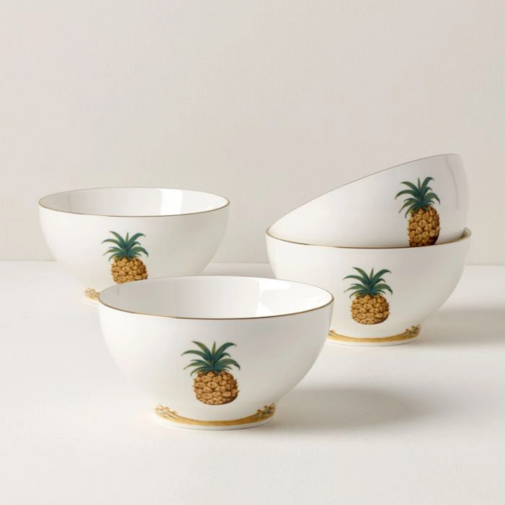 Colonial Bamboo Rice Bowls, Set of 4