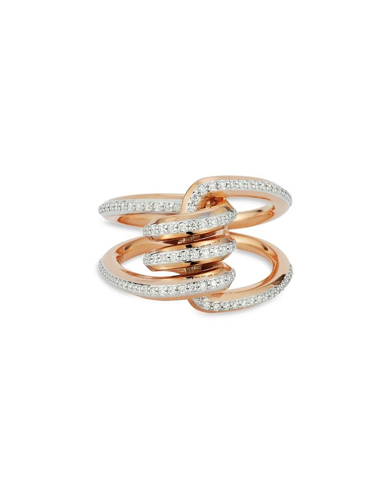 18K Rose & White Gold Huxley Diamond Coil Link Ring