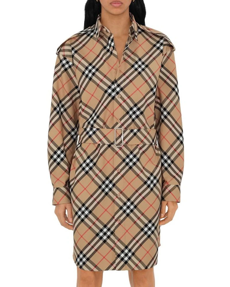 Check Cotton Shirt Dress