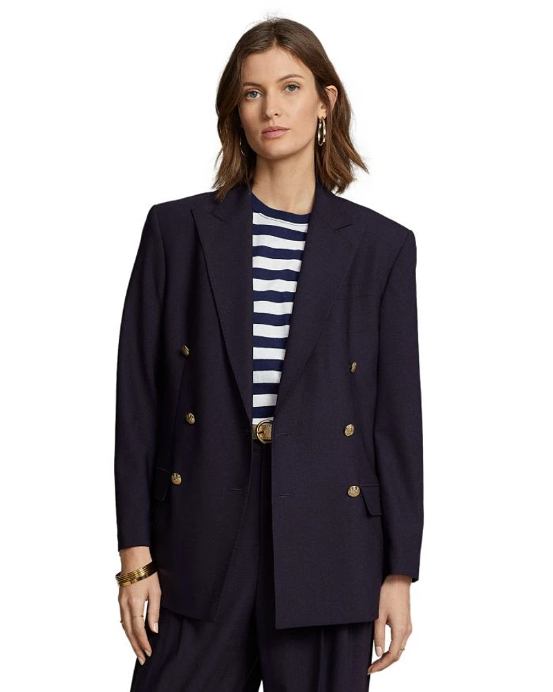 Wool Blend Double Breasted Blazer