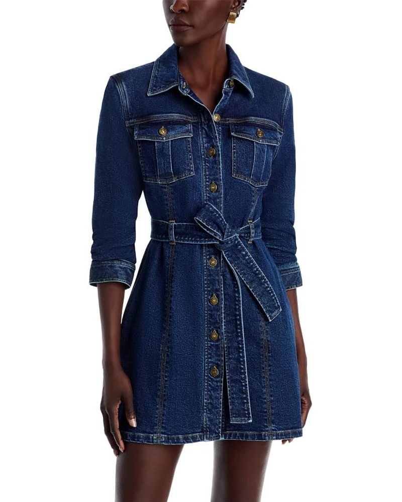 Clea Button Front Denim Mini Dress