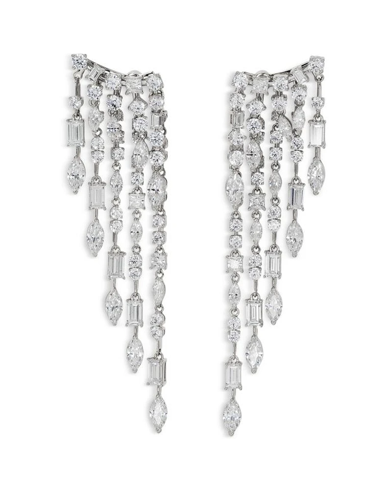 Cabaret Cubic Zirconia Mixed Cut Fringe Drop Earrings - Exclusive