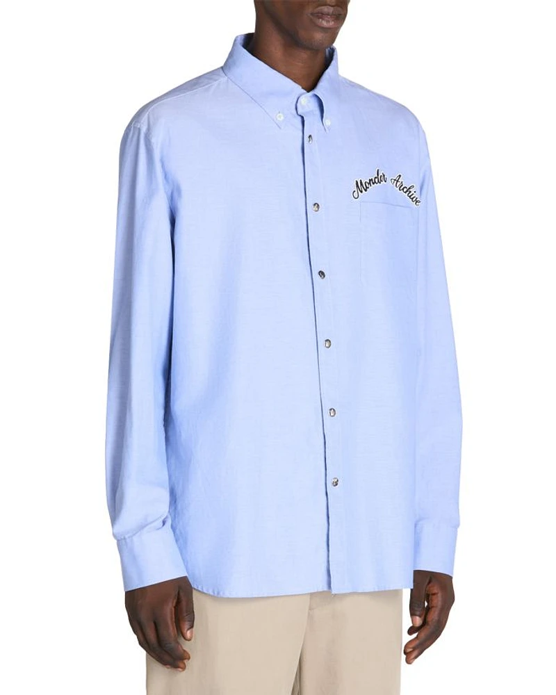 Cotton Embroidered Logo Button Down Shirt