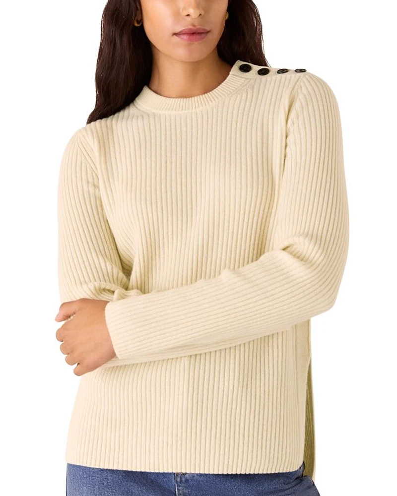 Button Trim Wool Sweater