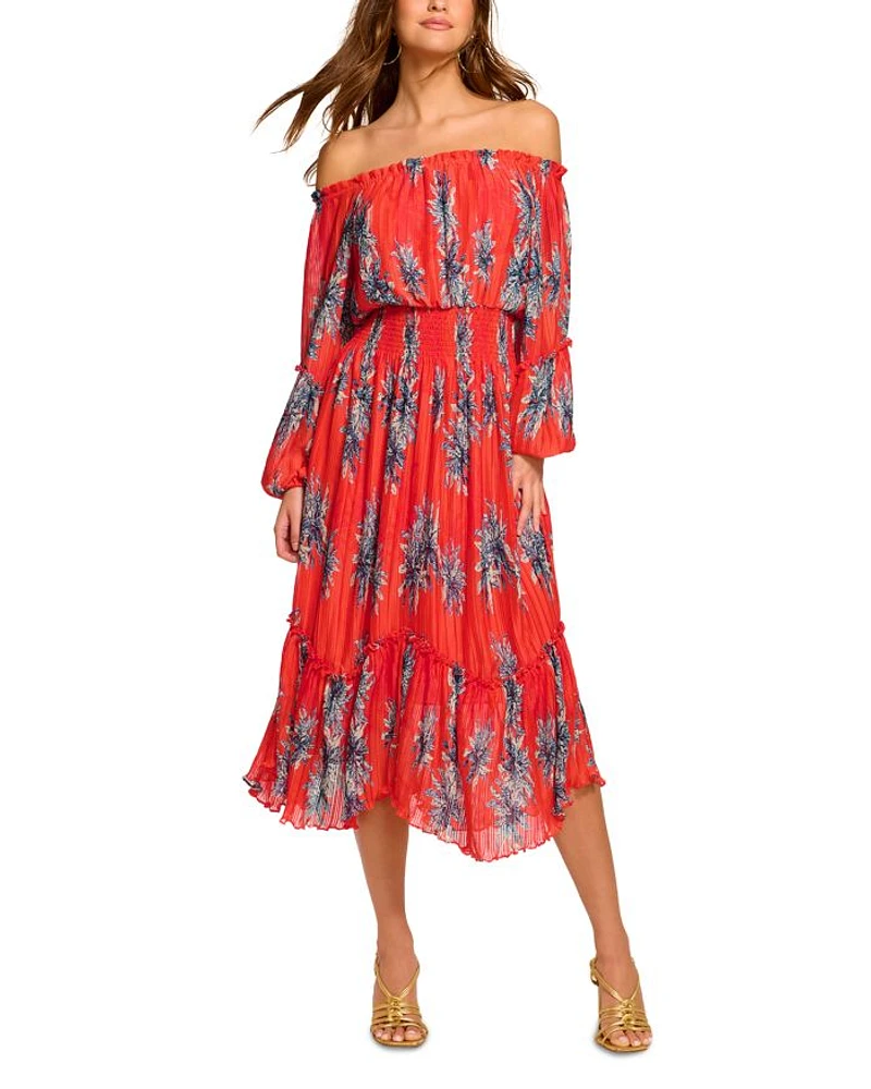 Alyce Floral Off The Shoulder Smocked Dress