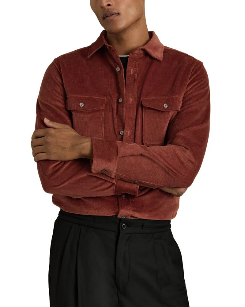 Regular Fit Button Front Corduroy Shirt