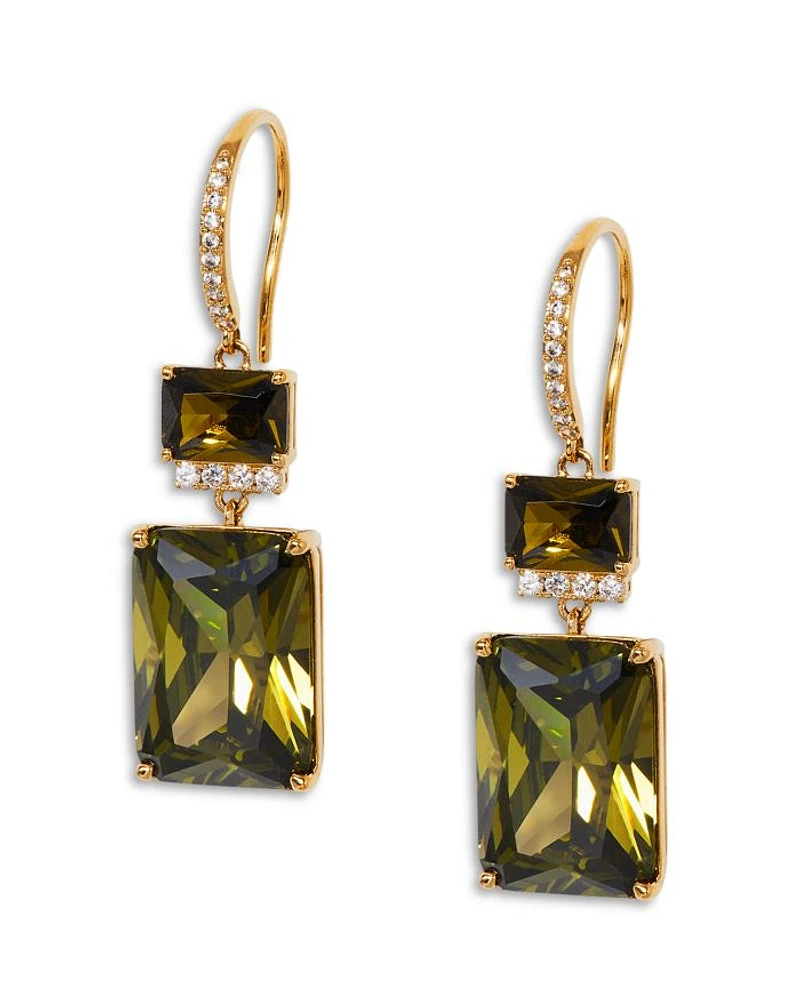 Macaron Cubic Zirconia Double Drop Earrings 18K Gold Plated