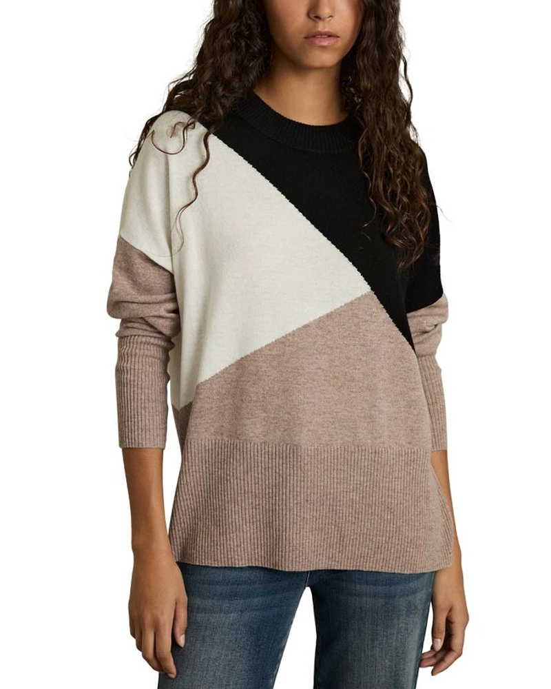 Color Blocked Crewneck Sweater