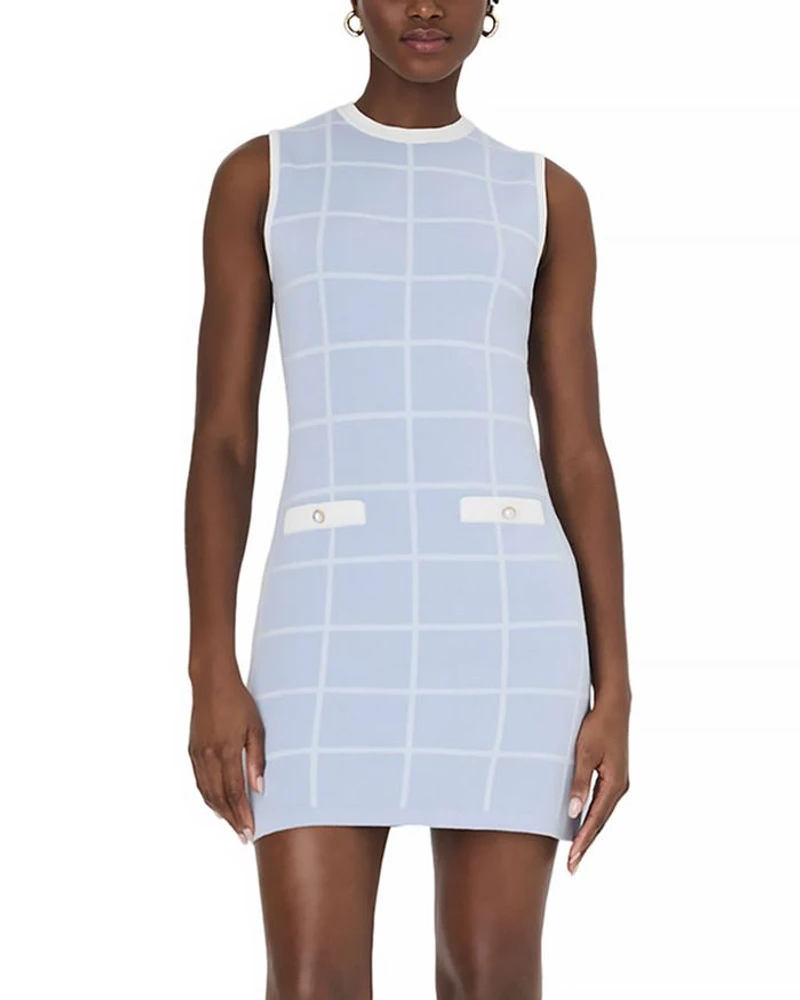 Check Sleeveless Round Neck Dress