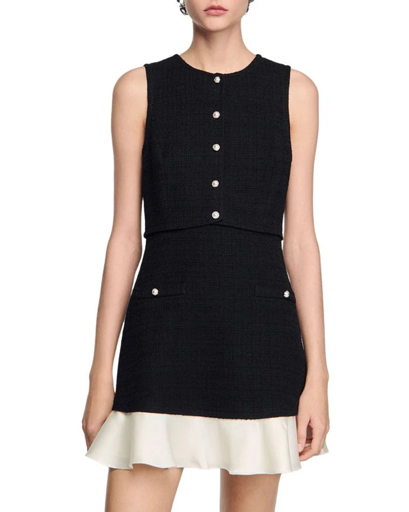 Two Tone Tweed Short Dress