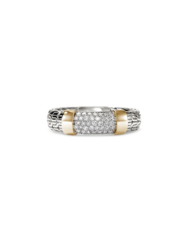 14K Yellow Gold & Sterling Silver JH Essentials Diamond Pavé Band