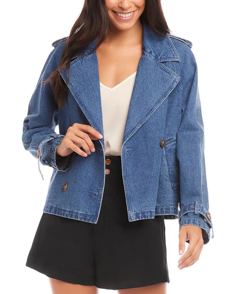 Chelsea Cropped Denim Trench Jacket