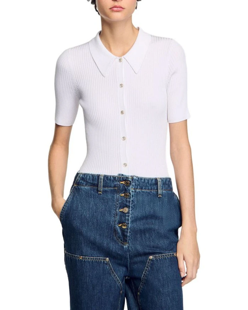 Rib Knit Polo Top