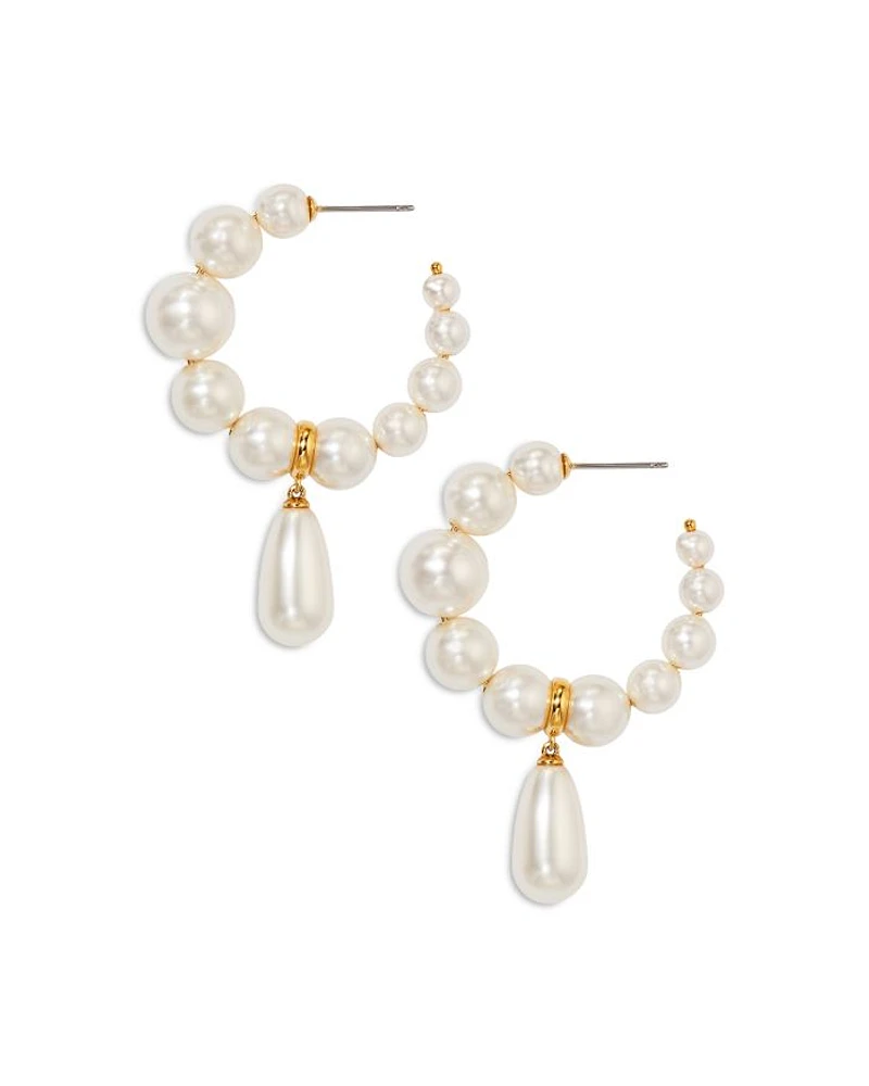 London Pearl Drop C Hoop Earrings