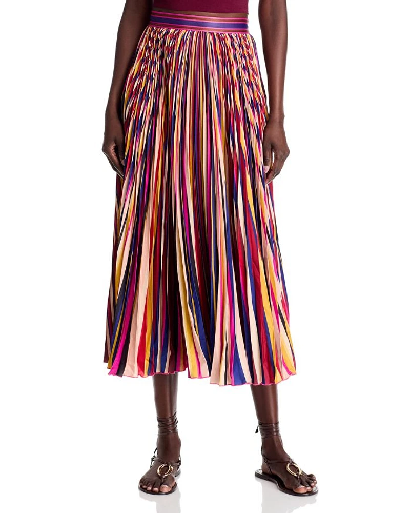 Diagonal Stripes Multicolor Midi Skirt