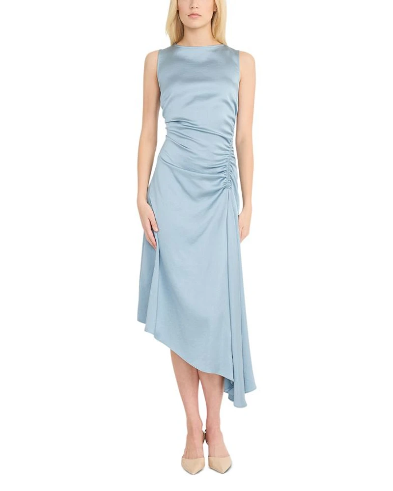 Boat Neck Asymmetric Midi Dress