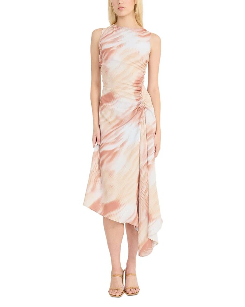 Printed Asymmetric Midi Dress