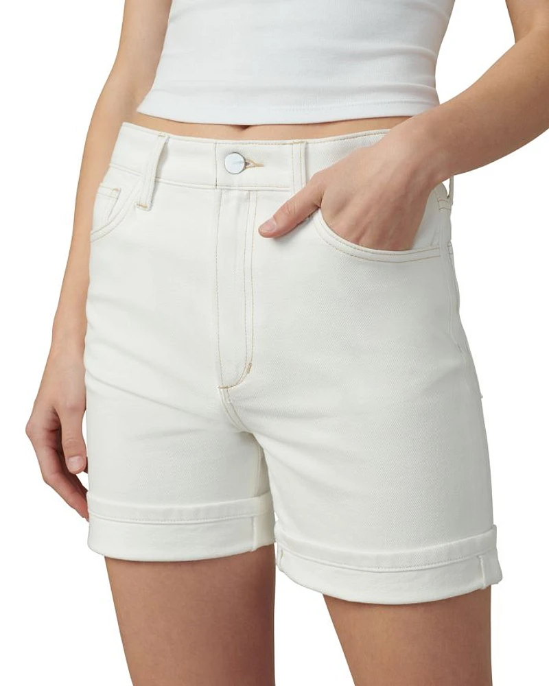 The Joey High Rise Cuffed Jean Shorts Milk