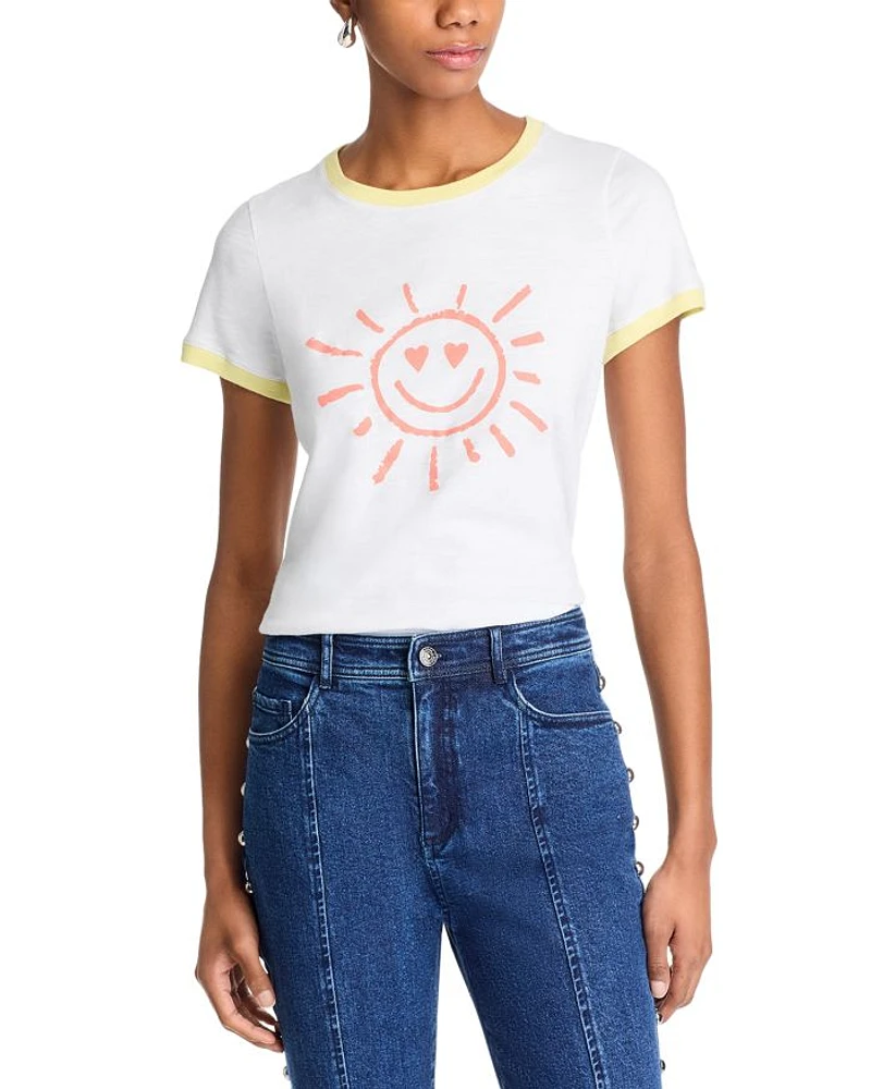 Smiling Sun Shrunken Ringer Tee
