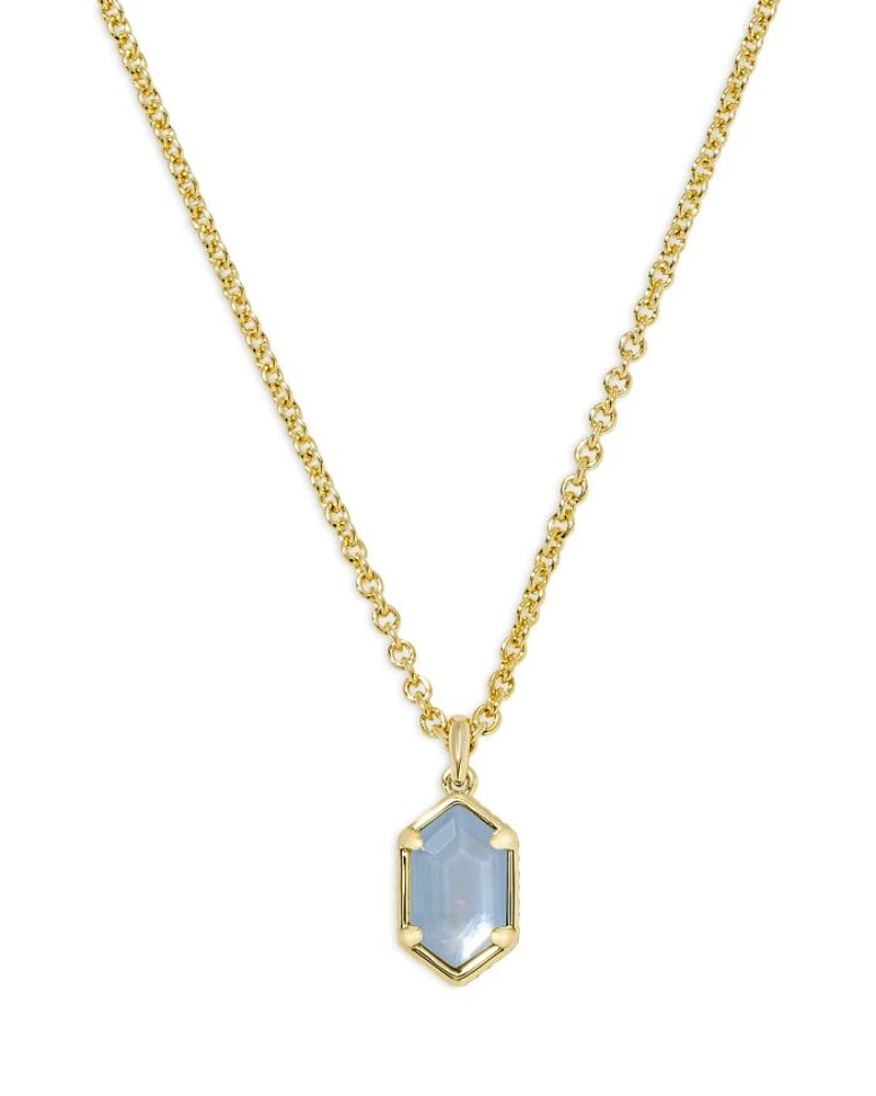 Hallie Mother Of Pearl Pendant Necklace Gold Tone, 18"