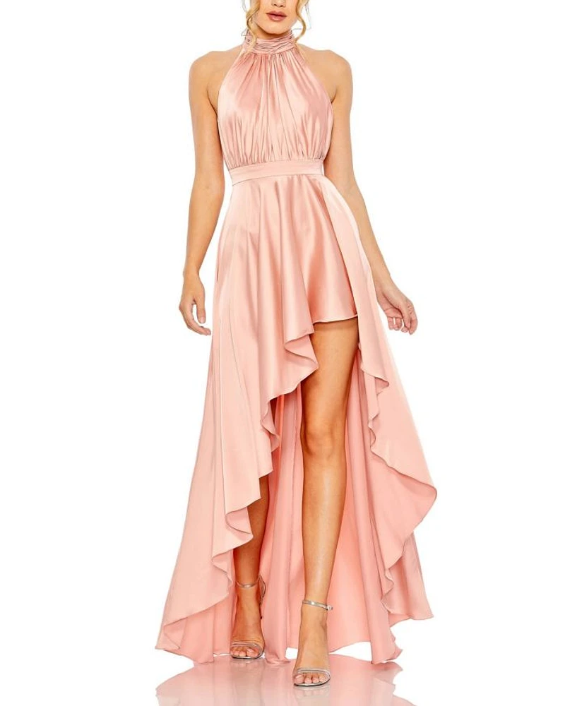 High Neck Satin Low Gown