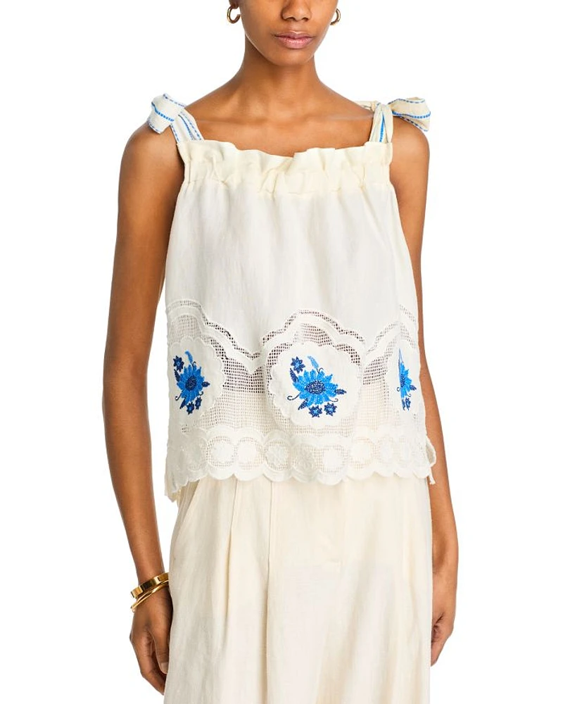 White Daisy Embroidery Blouse