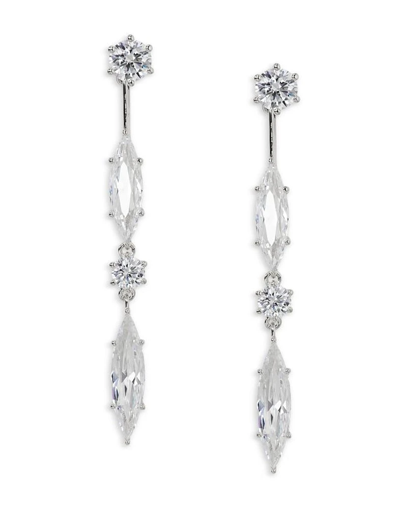 BTRX Mixed Cubic Zirconia Front to Back Earrings in Rhodium Plated