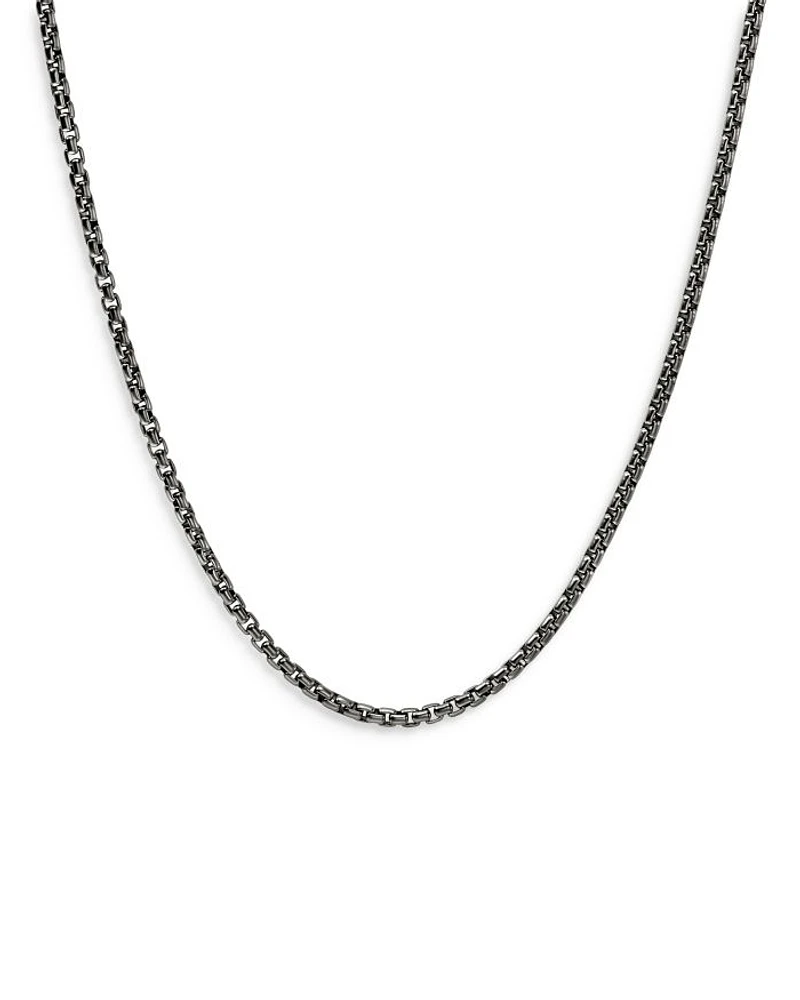 Dark Silver Box Chain Necklace, 22"