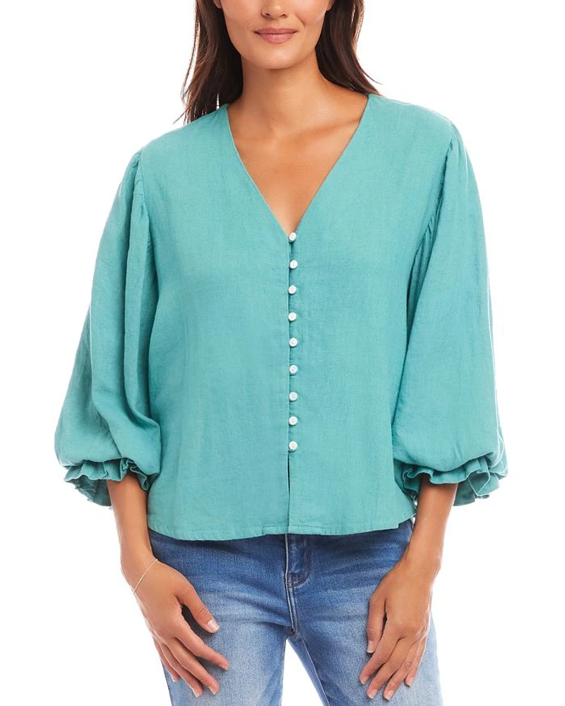 Layered Cuff Shirred Blouse